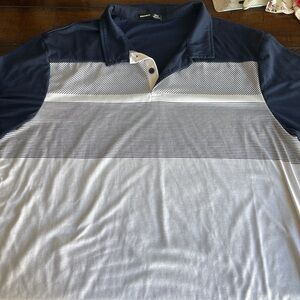 NFINITY Navy and White Striped Polo